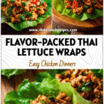 Colorful Thai Chicken Lettuce Wraps filled with seasoned chicken and fresh herbs.